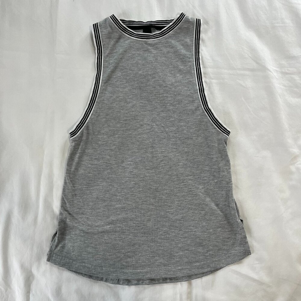 Adidas Light Gray Black White Stripe Detail Athletic Tank Top | Size S - Picture 1 of 5
